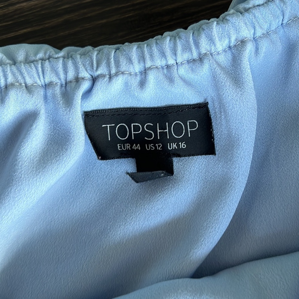 Topshop Pale Blue Ruffled Blouse - Picture 3 of 3